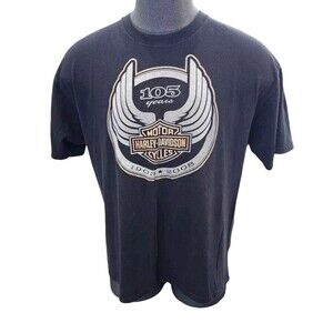 Harley Davidson Cycles 105 Years Black Tshirt Tee 1903-2008 Mens Sz XL